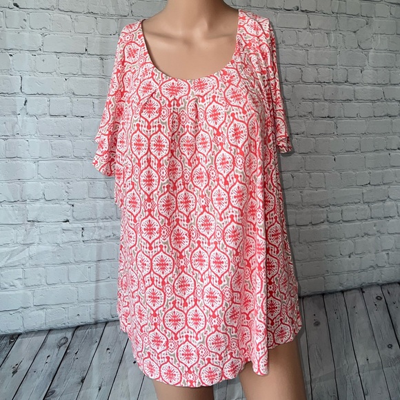 croft & barrow Tops - Croft & Barrow Red & Light Brown Shirt size L